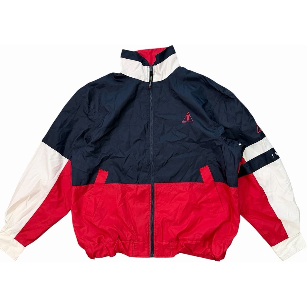 Vintage REPP Tech Navy Blue And Red Zip Up‎ Windbreaker Jacket Size XL